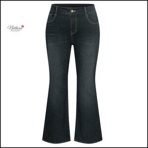 Plus Size High Waisted Flared Jeans Stretchy Bell Bottom Denim